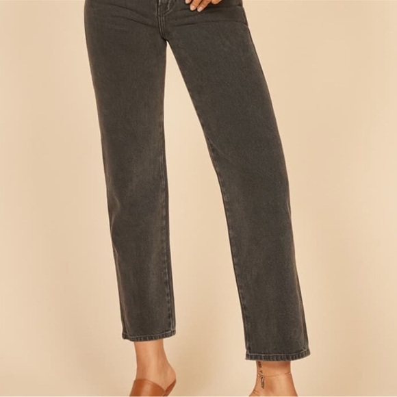 Reformation Straight Leg Black Washed Cowboy Jeans - Picture 2 of 5